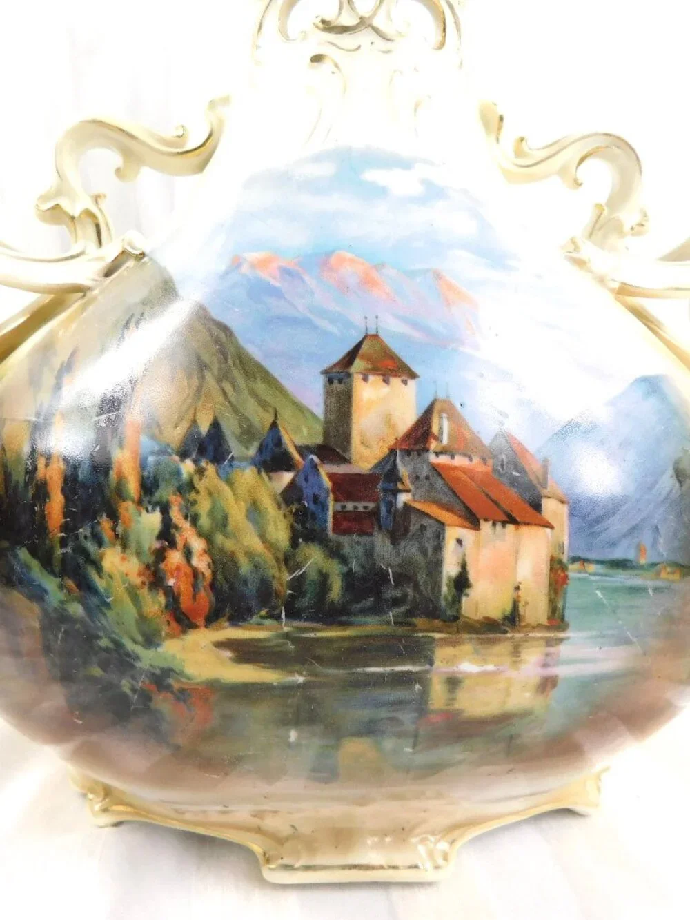 Royal Bayreuth Jug with Reticulated Trim and Unique Handle Design # 27135